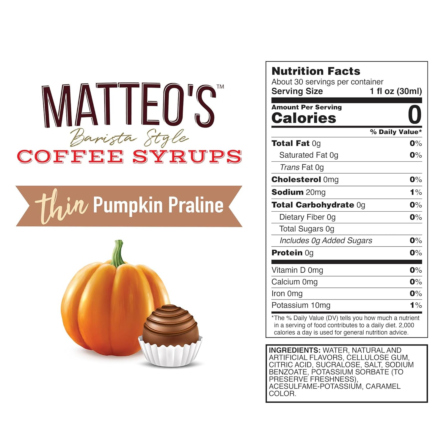 Matteo's Apple Spice Syrup for Coffee, Lattes, Cappuccinos & Desserts – Sugar-Free Sweetener for Beverages, Keto Friendly, Zero Calories, Indulgent Flavor, Non-Alcoholic, Ideal for Coffee 33.8oz (6pk)