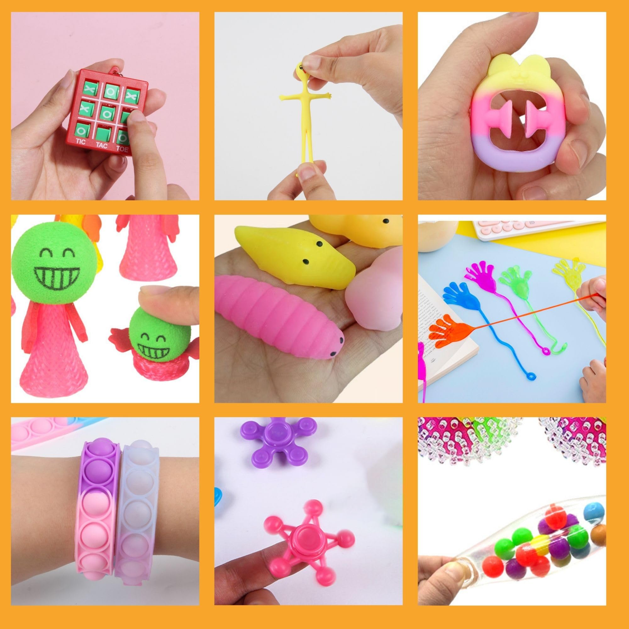 64 Pezzi Fidget Toys Set, Giochi Sensoriali Anti Ansia e Stress Per Adulti e Bambini, Push Bubble Twist Cubo, Antistress Ufficio, Regalini Fine Festa Compleanno Per Bambini Adulti Autismo