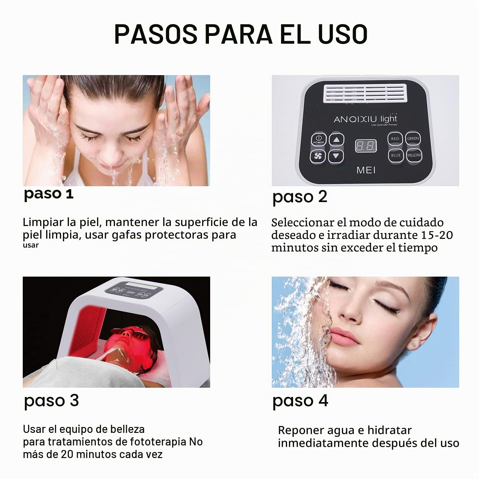 Máscara Facial Led De 7 Colores Se Suministra Con Gafas-7 Funciones Ajustables Máscara Facial Rejuvenecimiento Facial Rejuvenecimiento Facial
