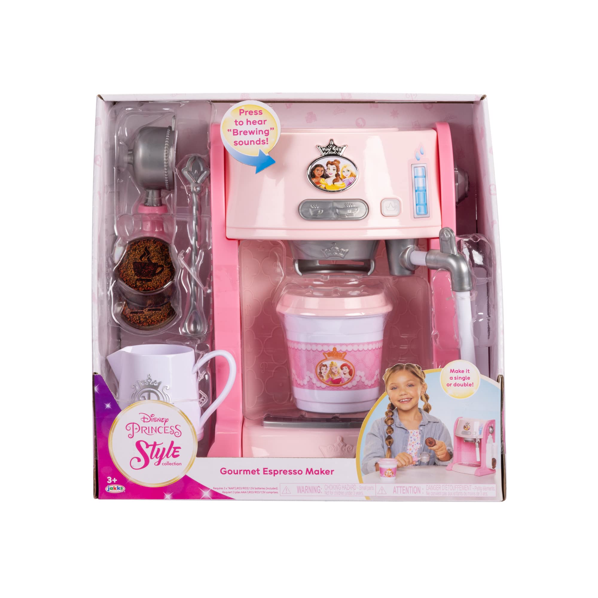 Disney Princess Style Collection | Machine À Espresso Jouet pour Enfants | Cafetière avec Sons Et Lumières | Accessoires Cuisine Jouet | Jeu Imitation 3+ | Piles Incluses | Cadeau Fille