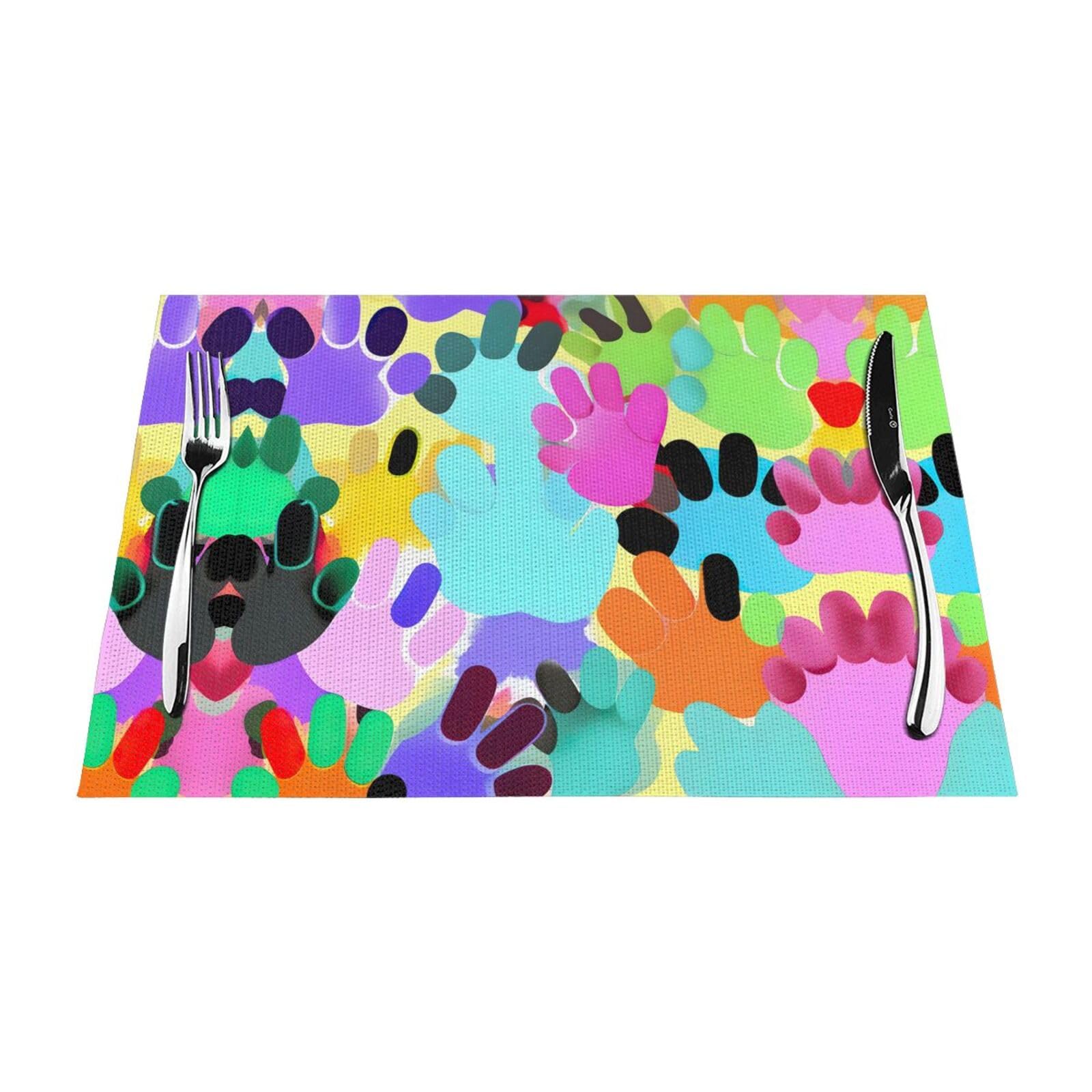 Sets de table lavables motif pattes de chien pour repas de famille animés
