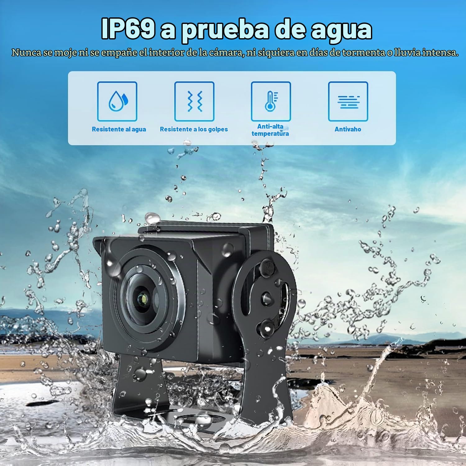 Hikity Kit Cámara Marcha Atrás AHD 7" LCD 1080P IP69 15M | Visión Nocturna IR. Estacionamiento. Coche/Camión/RV