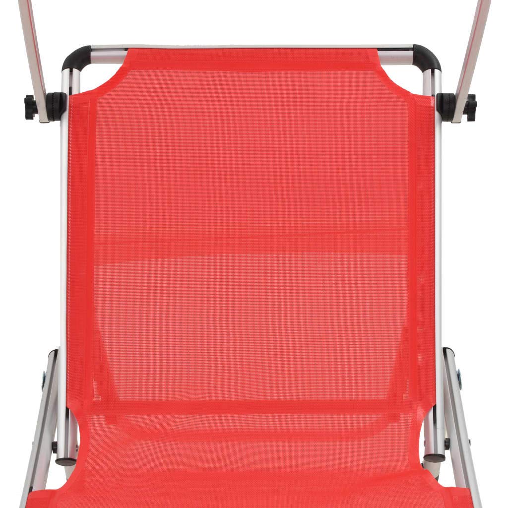 Bussandri Exclusive - Sonnenliegen klappbar mit Dach 2 St. Aluminium und Textil rot