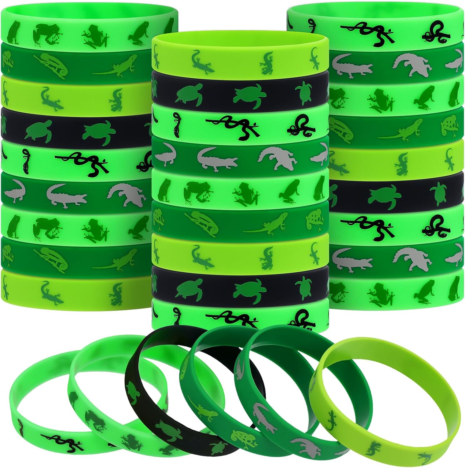 30 Pack Reptile Party Supplies Silicone Wristbands Crocodile Favors Bracelet Gifts Bag Stuffer or Reptile Birthday Party Supplies(Crocodile)