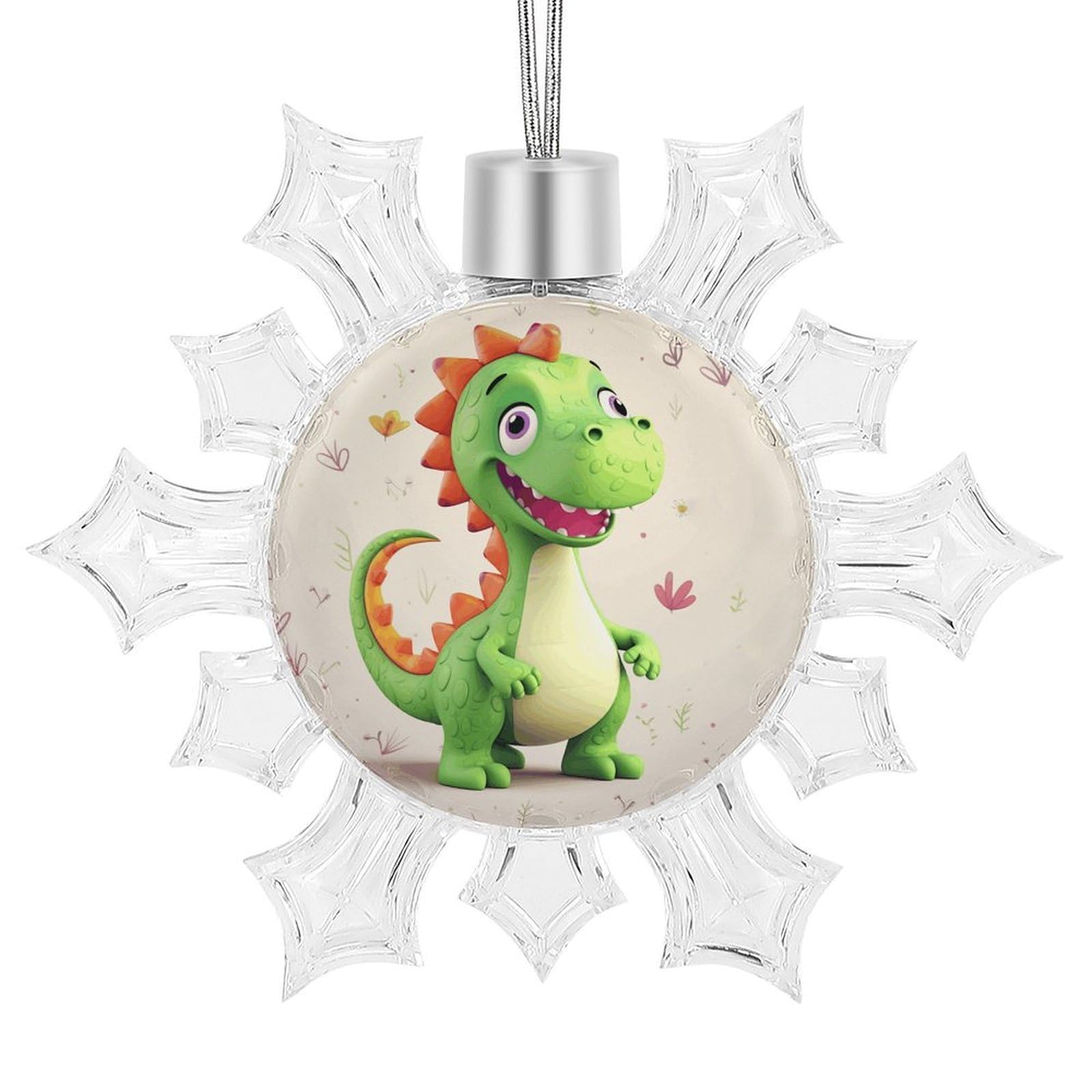 Cute Dinosaur Snowflake Ornaments Cute Snowflake Pendant Exquisite Christmas Tree Ornaments for Christmas Weddings New Year Birthday Holiday Celebration
