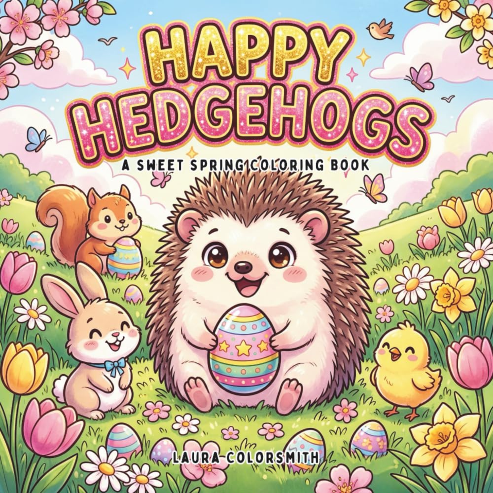 Happy Hedgehogs - A Sweet Spring Coloring Book: Hop into Easter Fun with the Cutest Hedgehogs! Sweet and Simple Coloring Pages for Relaxation, Creativity, and Spring Joy (Coloring Book for Easter)