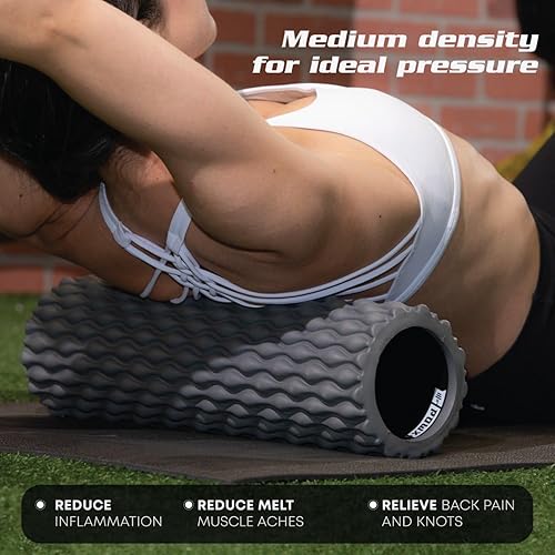 Miniatura 2 de PowX - Rodillos de espuma texturizada para masaje muscular, rodillo de espuma de espalda de densidad media para aliviar el dolor de espalda y