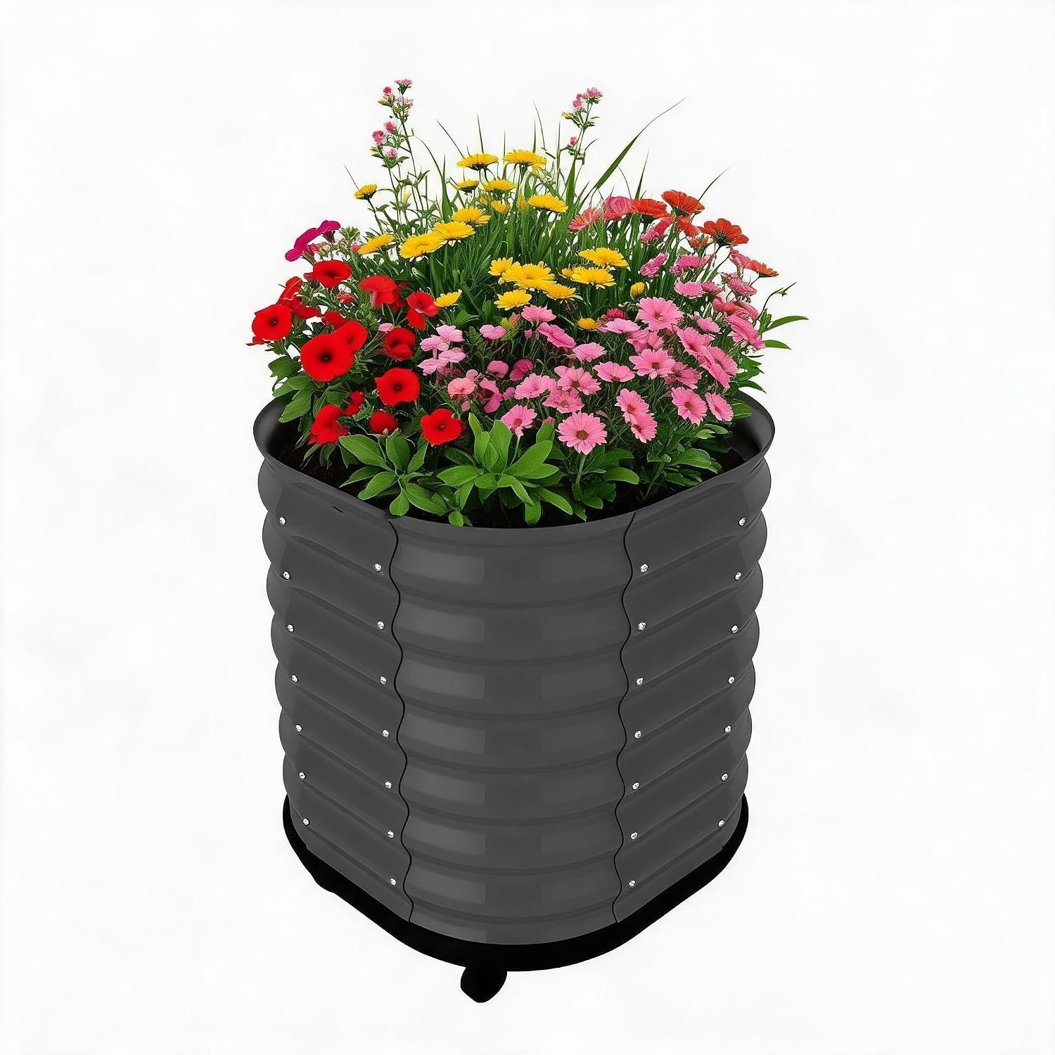 Garvee Mobile Self-Watering Galvanized Steel Raised Garden Bed Planter