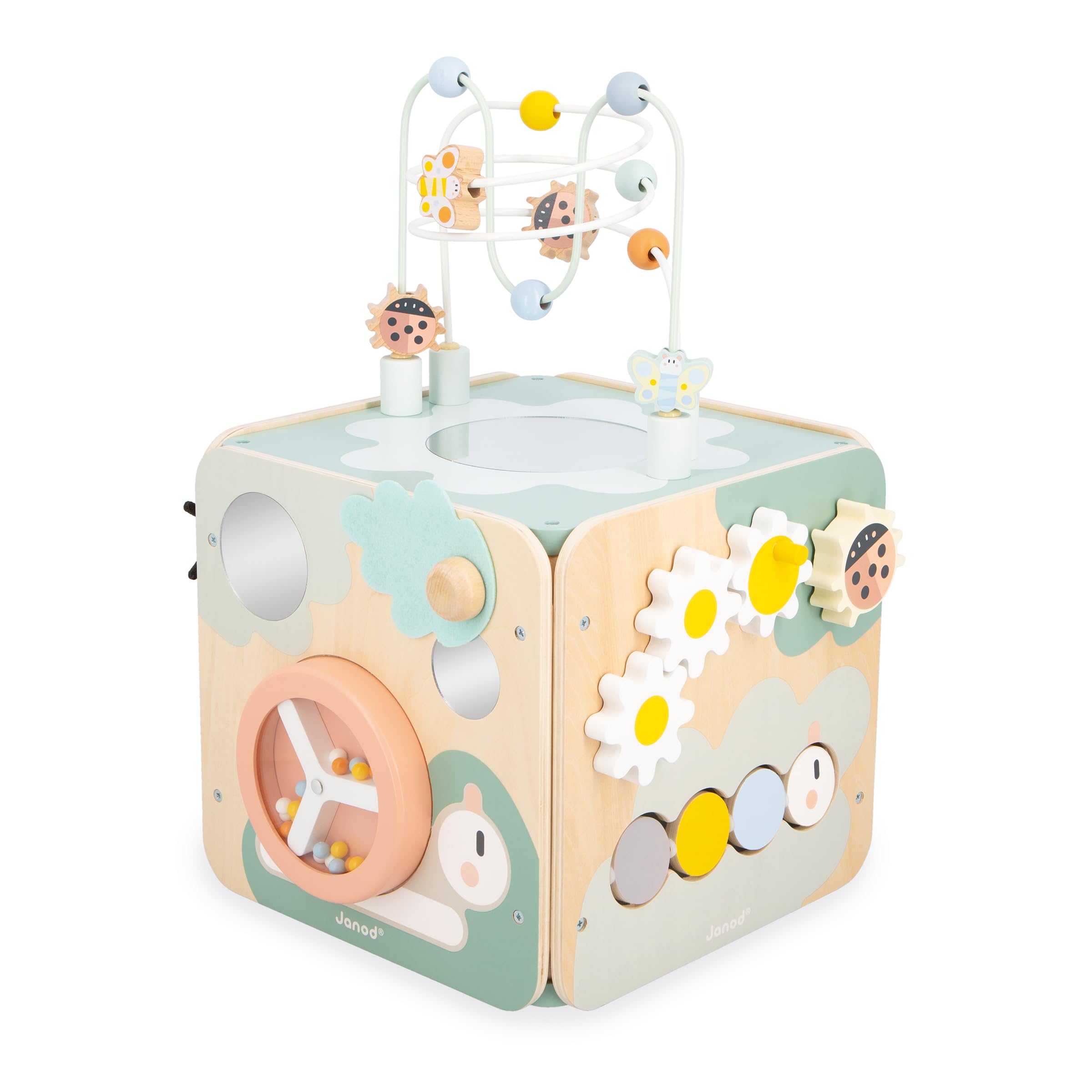 Janod - Grande Cubo Multiattività Sweet Cocoon - 11 Attività Per Bambini - Multisensoriale - Sviluppa Le Abilità Fino-Motorie - Giocattolo In Legno Fsc - Dai 18 Mesi, J04060-image