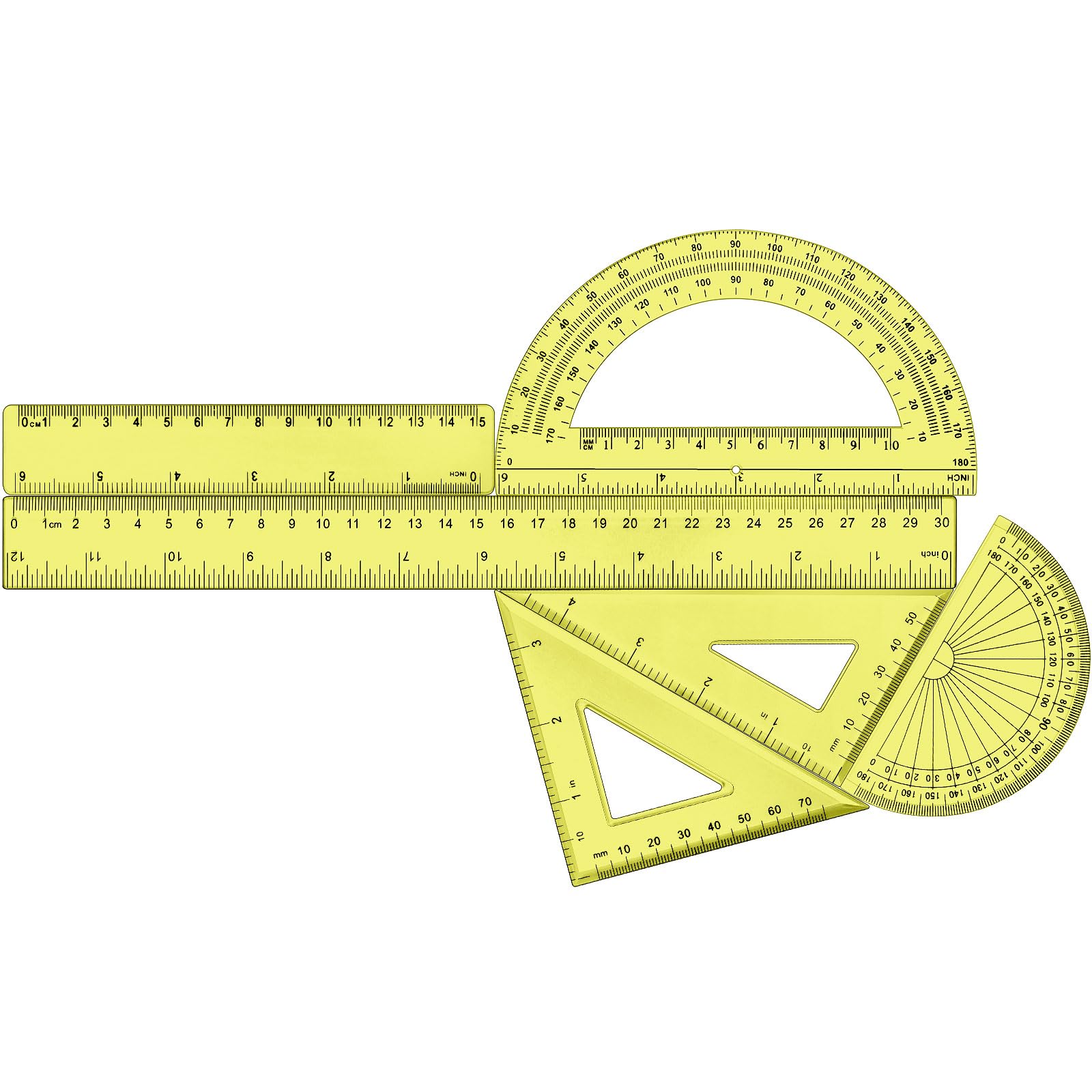Snapklik.com : Tenare 1 Set Plastic Clear Math Set Includes Protractor ...