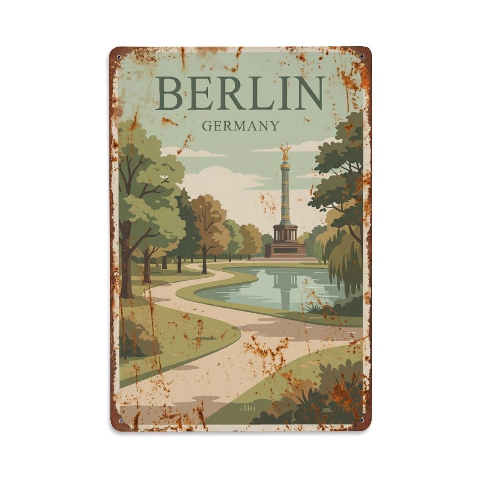 Gead 8X12inch Style Vintage Travel Berlin Germany Peace Metal Tin Sign
