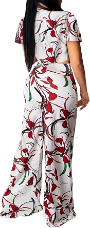 sexycherry Women's Sexy Tropical Vacation Outfits Long Pants with Pockets