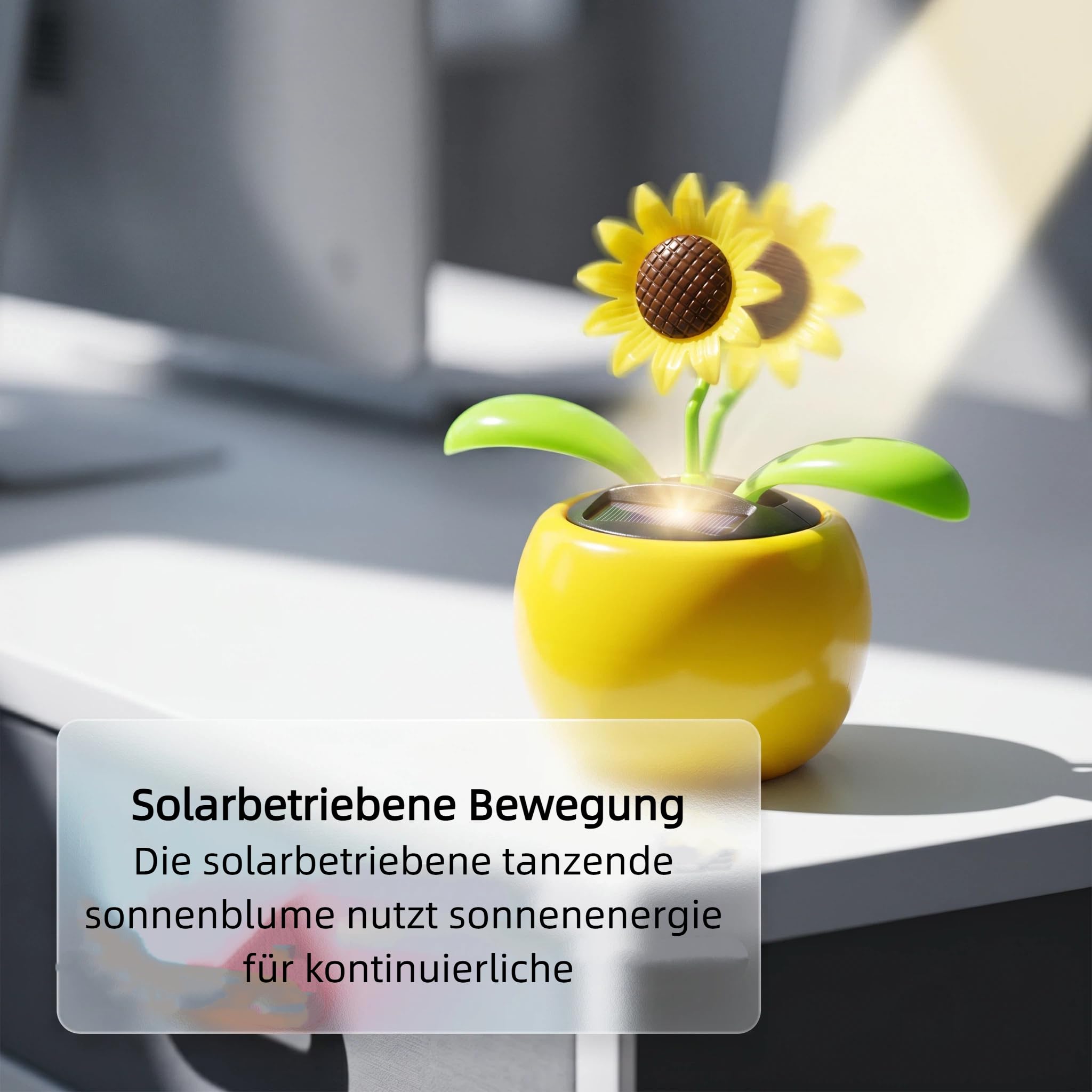 Toyvian Solarbetriebene Tanzende Sonnenblume Auto Armaturenbrett Dekoration 11.00X7.00X7.00Cm Innenraum Ornamente Energiesparende Auto-Innendekoration