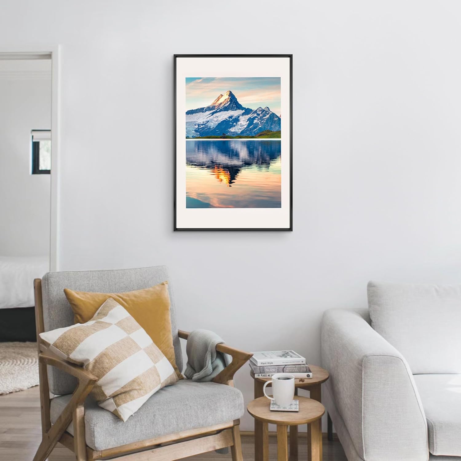 wyooxoo 20x30 Picture Frame Black Poster Frame,Display Pictures 18x24 with Mat or 20x30 Without Mat, Premium Metal Frame and Polished Plexiglass, Suitable For Wall Decoration