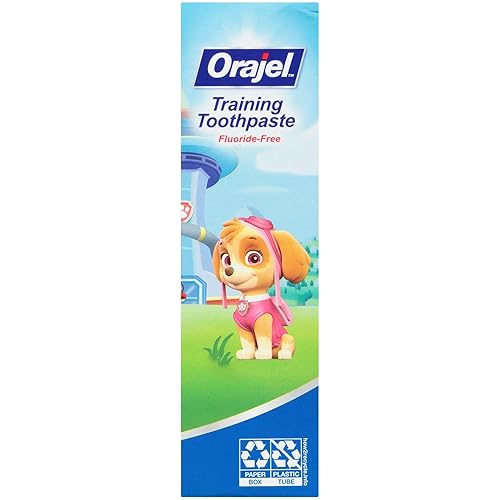 Miniatura 13 de Orajel Pasta de dientes de entrenamiento sin flúor de Paw Patrol para niños, sabor natural y divertido afrutado, #1 recomendado por pediatras, tubo