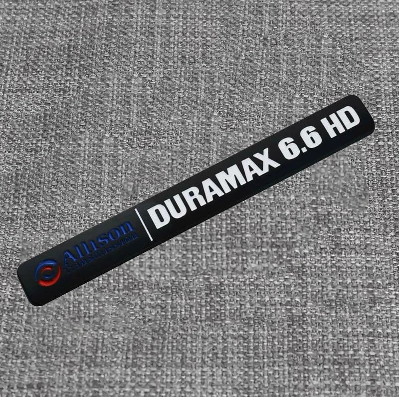 Image of 2Pcs Allison Transmission 6.6Hd 6.6 Hd Emblems 3D Badge Decal Compatible with Dura-max 2500Hd 3500Hd Silverado Sierra Truck (Black White)