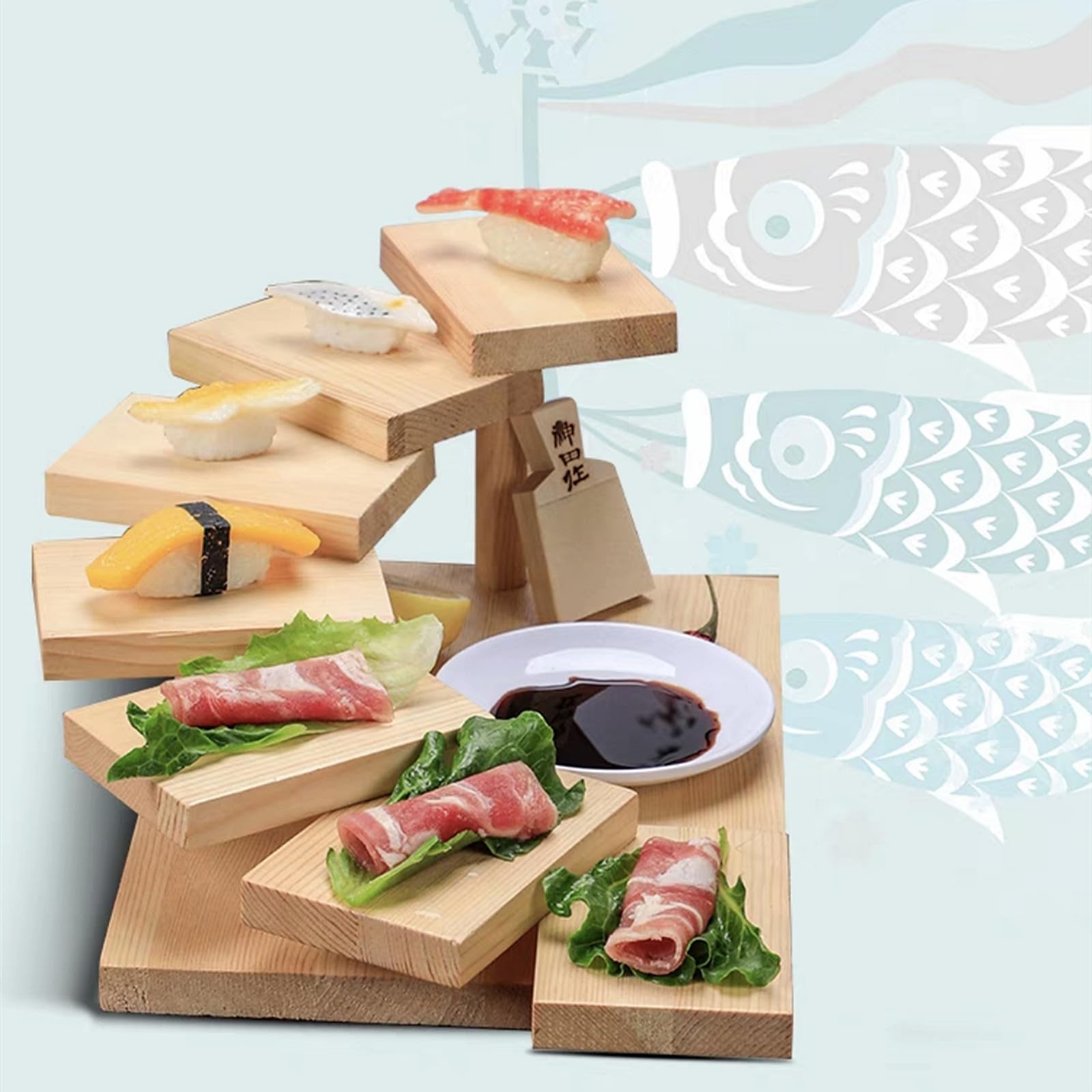 寿司下駄(刺身料理皿) 4点 dショッピング |寿司下駄 M 18cm SUSHIGETA 天然木 （ 寿司盛り台 寿司