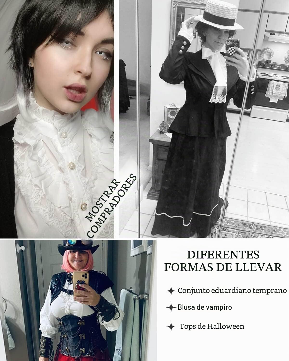 Fiamll Women's Victorian Blouse Vintage Bow Shirt Stand-Up Collar with Ruffles Long Sleeve Shirt