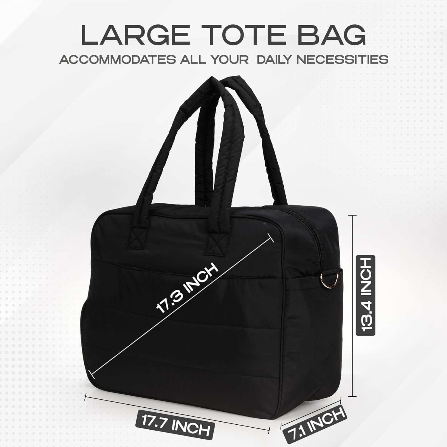 Laptop Work Bag with Lunch Compartment – Large Lunch Tote for Women with Matching Wallet for Work, Office, Travel | 3 in 1 Tote Bag | 17.3 Inch Laptop Puffer Tote - Image 2