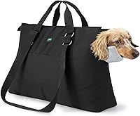 Ownpets Hands-Free Dog Purse Carrier for Medium Pets Up to 22 lbs - Airline Approved Tote with Pockets, Black