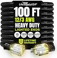 Vista 46 de Cable de extensión de 3 pies para interiores y exteriores 10/3 calibre Ultra resistente de 3 puntas SJTW, impermeable, cable de alimentación