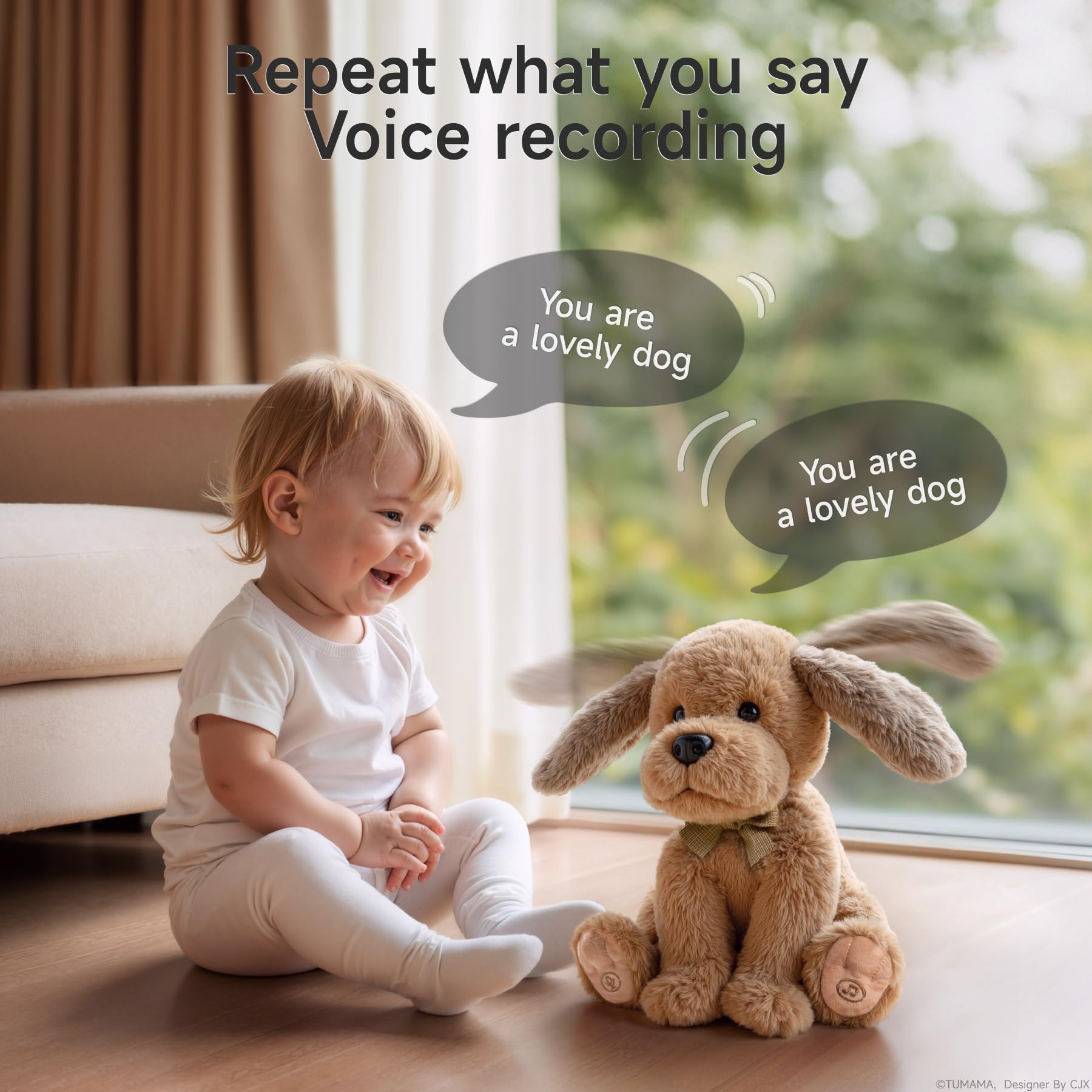 OR OR TU Electronic Plush Toy Dog for Kids Soft Electronic Pets Puppy Fanning Ears Singing - Image 3