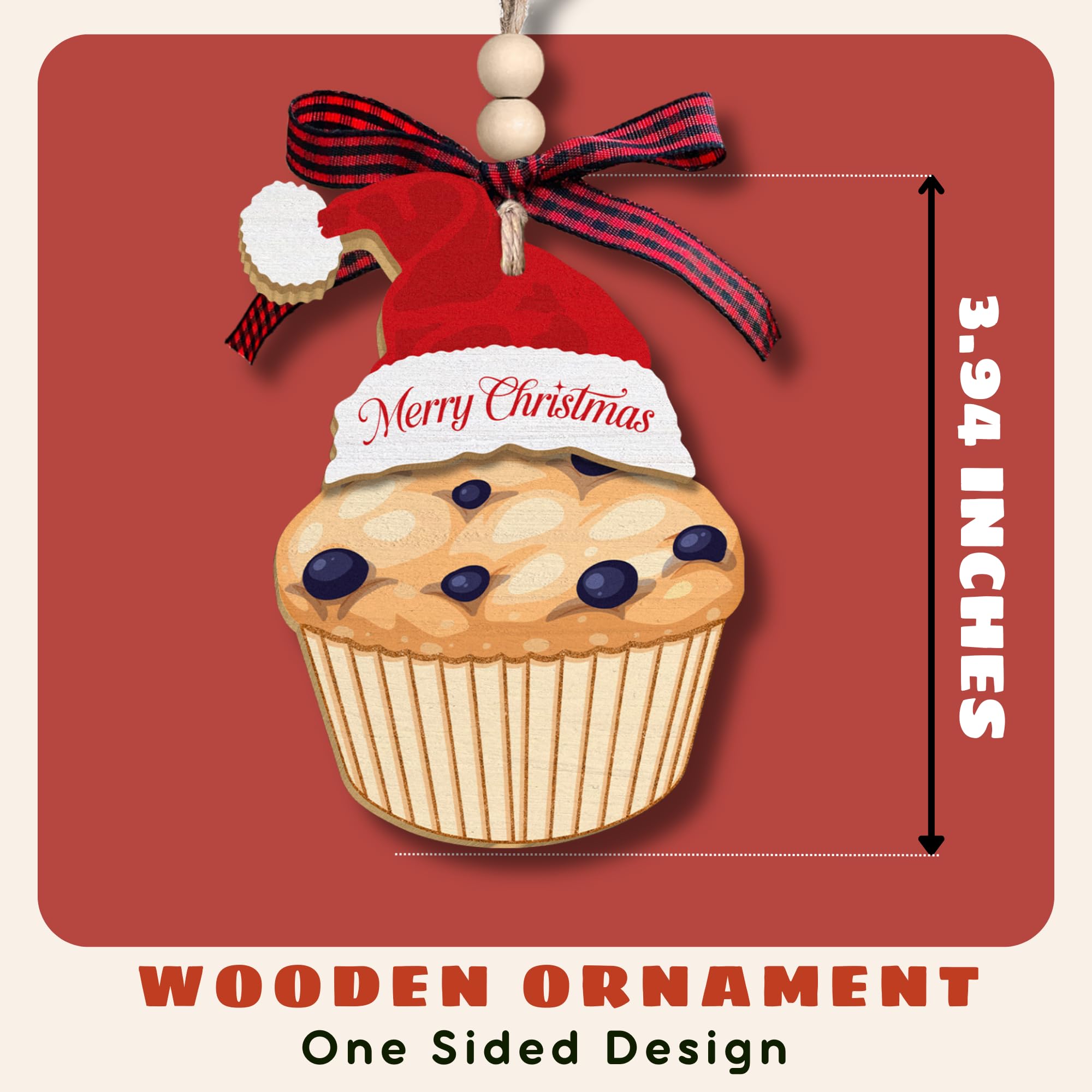TUMSHANIP Muffin-Ornamente – Muffin-Weihnachtsschmuck – Bäckerei-Kuchen-Ornamente für Weihnachtsbaum – Heidelbeer-Schokoladenpfanne Lebensmittelgeschenke – Dessert-Liebhaber Geschenke für Frauen