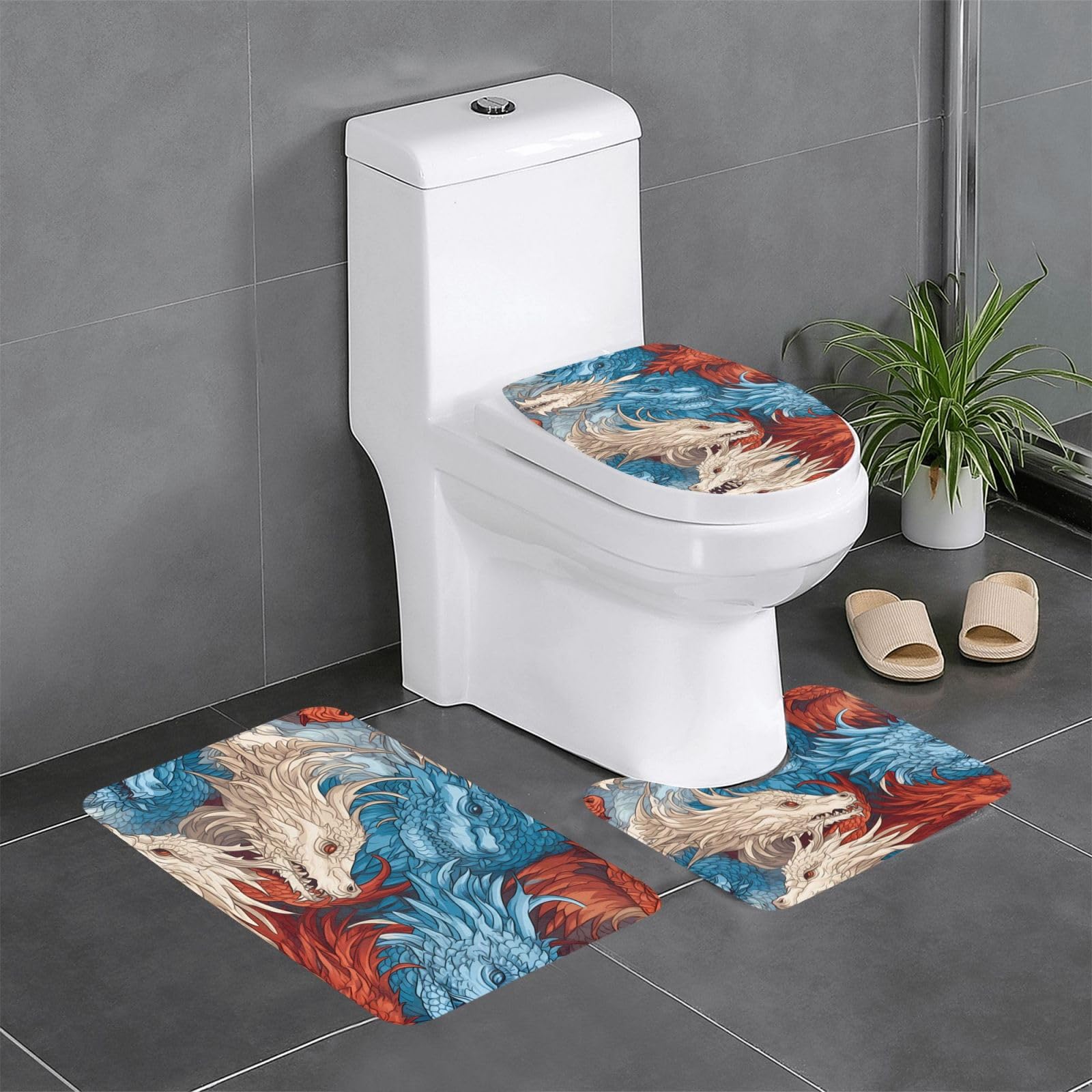 Tapis de salle de bain antidérapants lot de 3 pour sécuriser le carrelage des toilettes