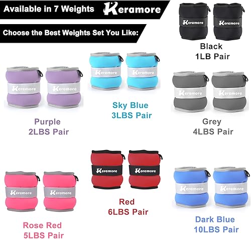 Vista 4 de Pesas de tobillo, 12345681012 libras (1 par) muñeca brazo y pierna ponderado para mujeres, hombres, niños, con correa alargada para ejercicio