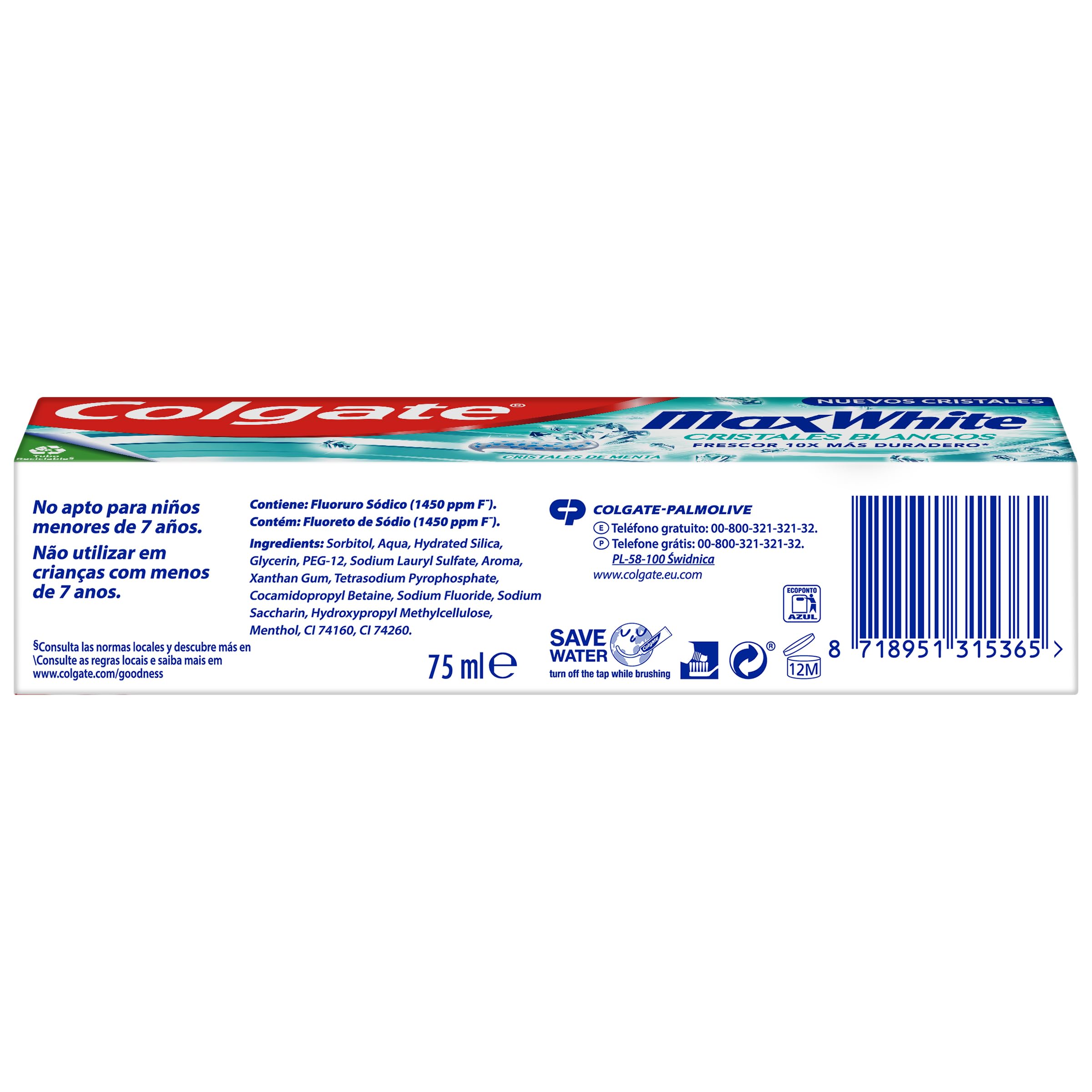 Colgate Max White Kristalle, weiße Zahnpasta, 12 x 75 ml – Ansicht 3
