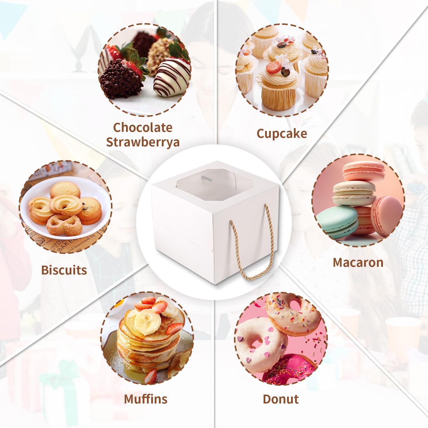 6x6x5 Inch Small Cake Box with Window, 6 inch cake box, Bakery Pastry