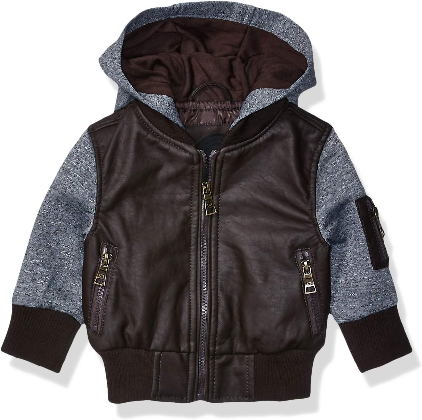 URBAN REPUBLIC baby boys Faux Leather Jacket, Darkbrown, 12
