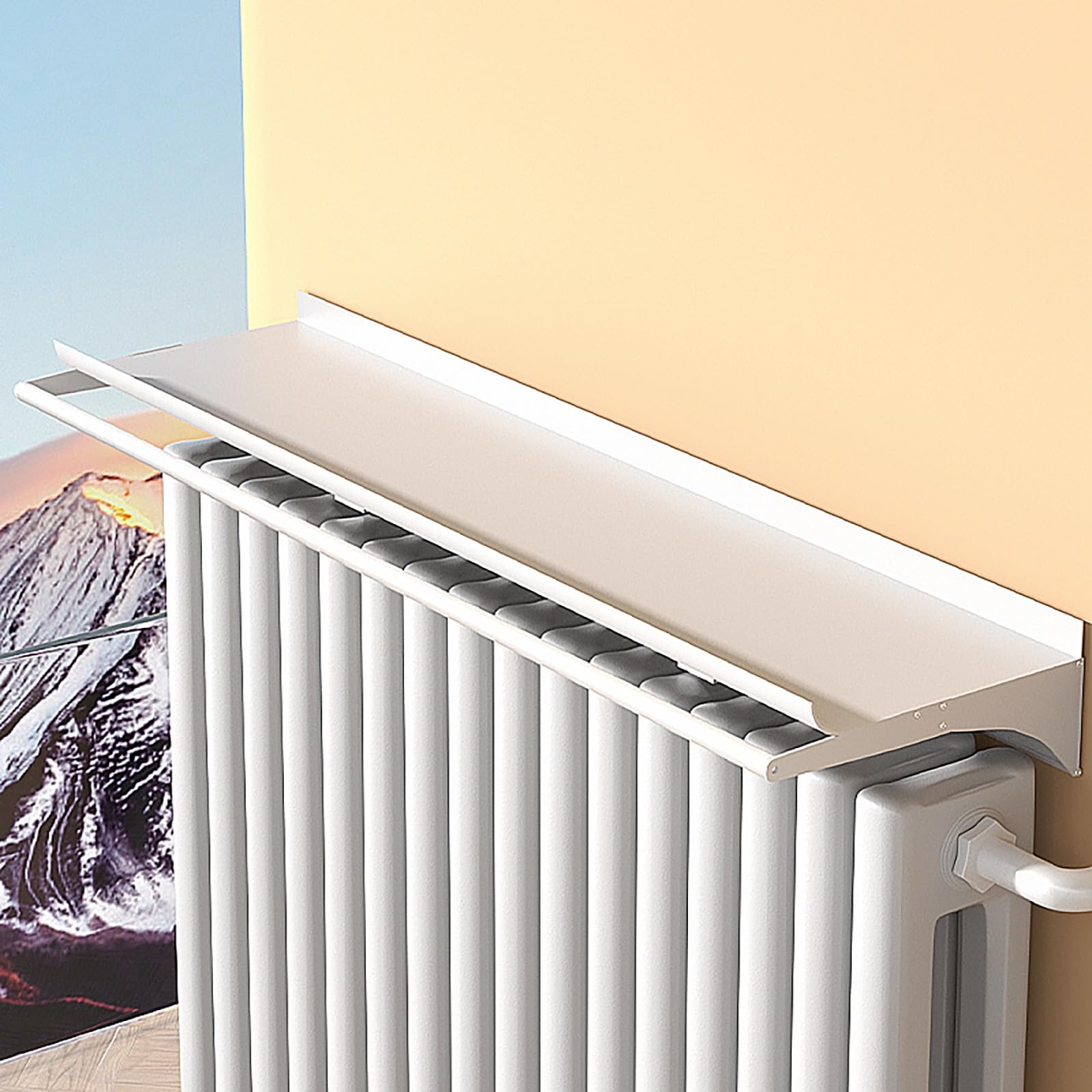 Floating Radiator Storage Shelf Rack White Aluminum Radiator Cover Shelf, No Drilling, Multiple Sizes(14 * 60cm/5.5 * 23.6in)