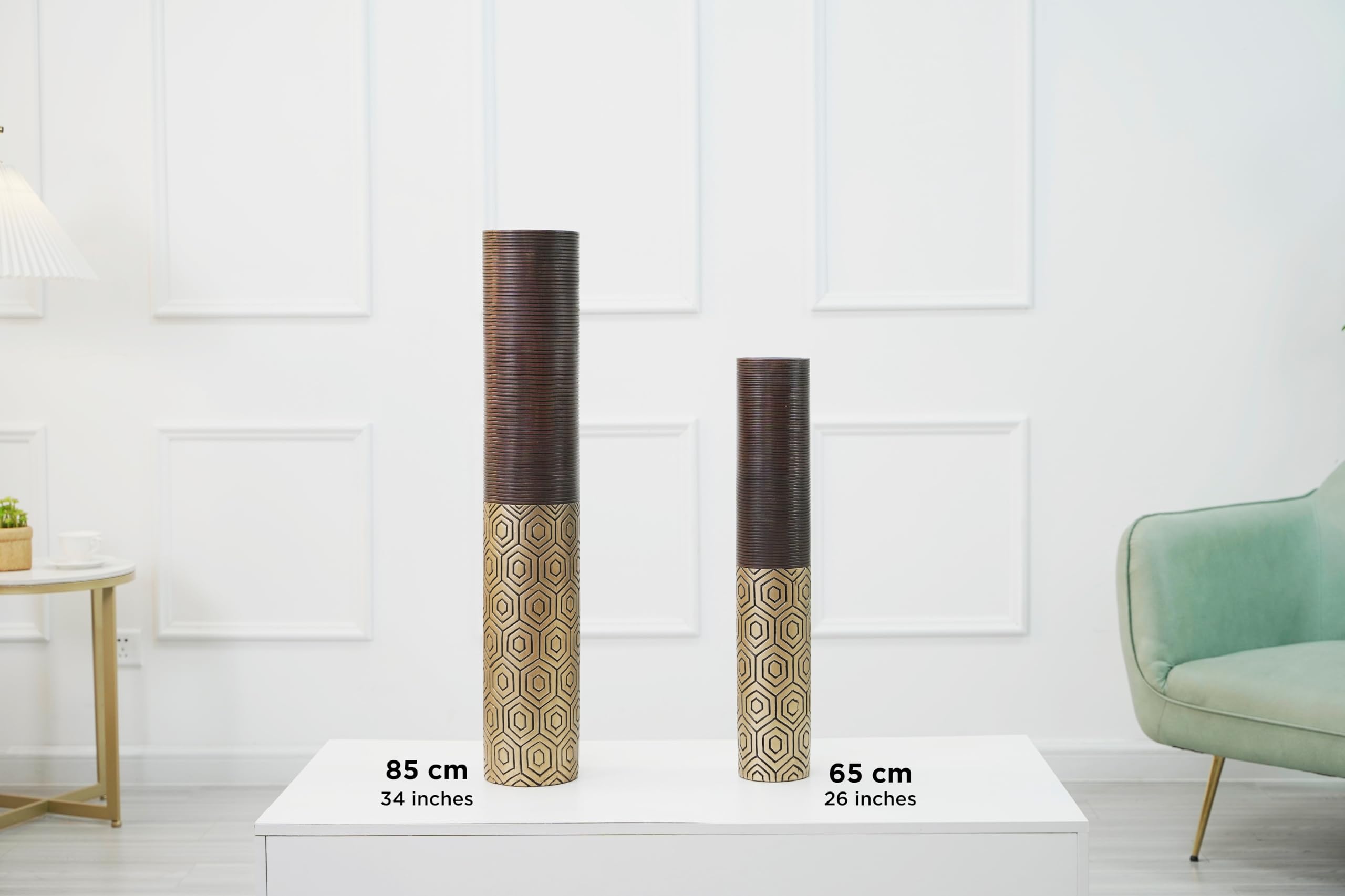 Leewadee Grande Vaso da Terra 65 cm - Alto Poliresina per Erbe della Pampa, Fiori Secchi & Freschi