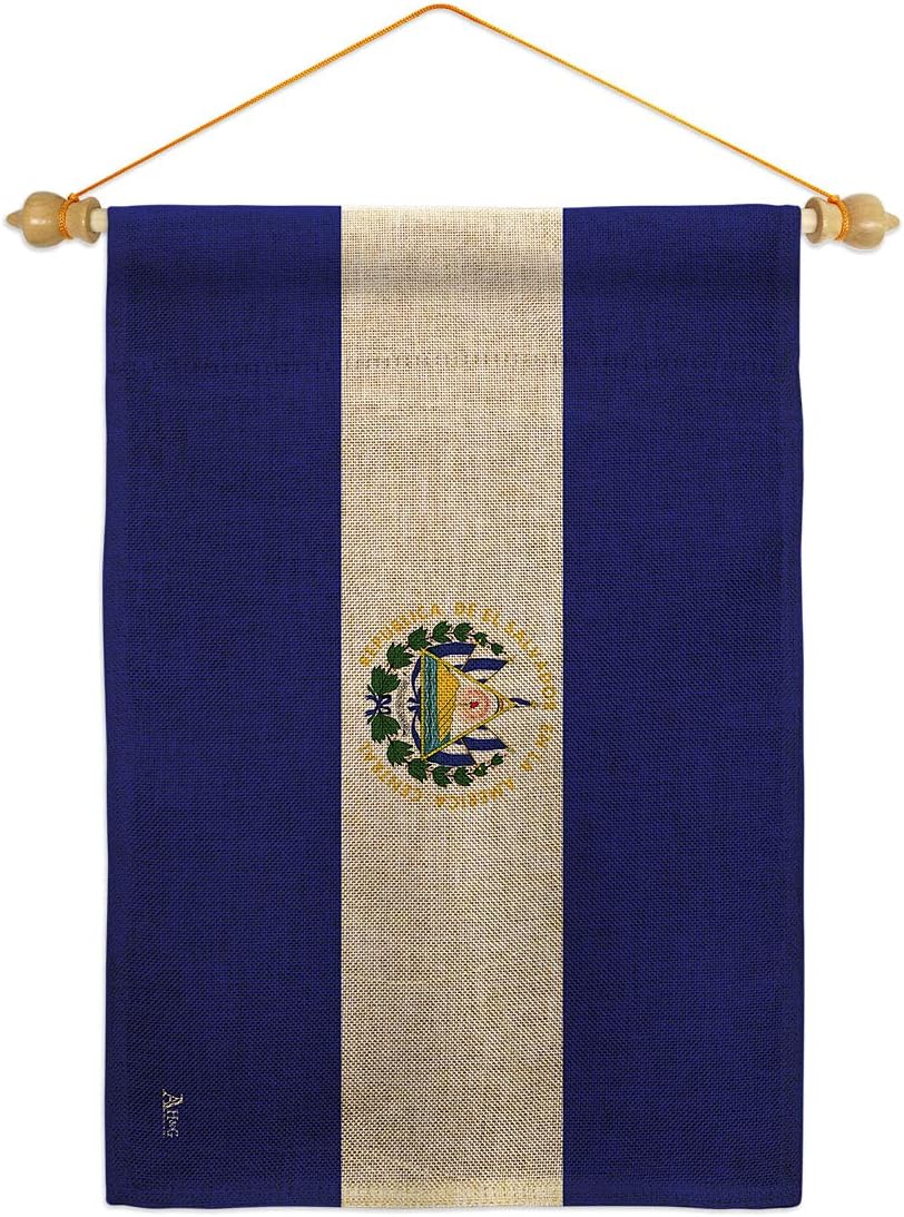 El Salvador Burlap Garden Flag Nationality Nation International World Country Particular Area Small Decorative Gift Yard House Banner Double-Sided Made In USA 13 X 18.5