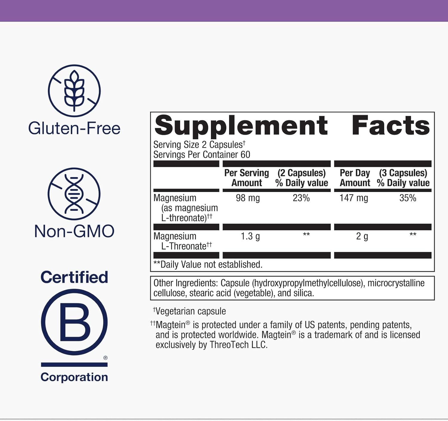 Metagenics Magnesium L-Threonate - Magtein Magnesium for Brain Health, Memory, Learning & Cognitive Support - Clinically Studied Bioavailable Form - Non-GMO, Gluten-Free, Vegan - 120 Capsules - Image 4