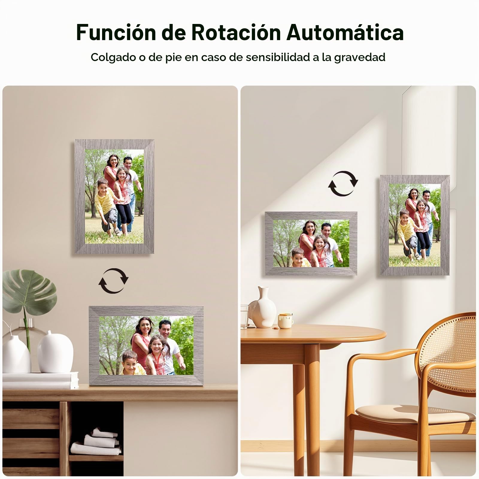 Marco Fotos Digital WiFi de 10.1 Pulgadas, Marco Digital de Fotos Visualización Táctil IPS HD, 32 GB RAM, Función de Rotación Automática, Fácil Configuración para Compartir Fotos/Vídeos via App