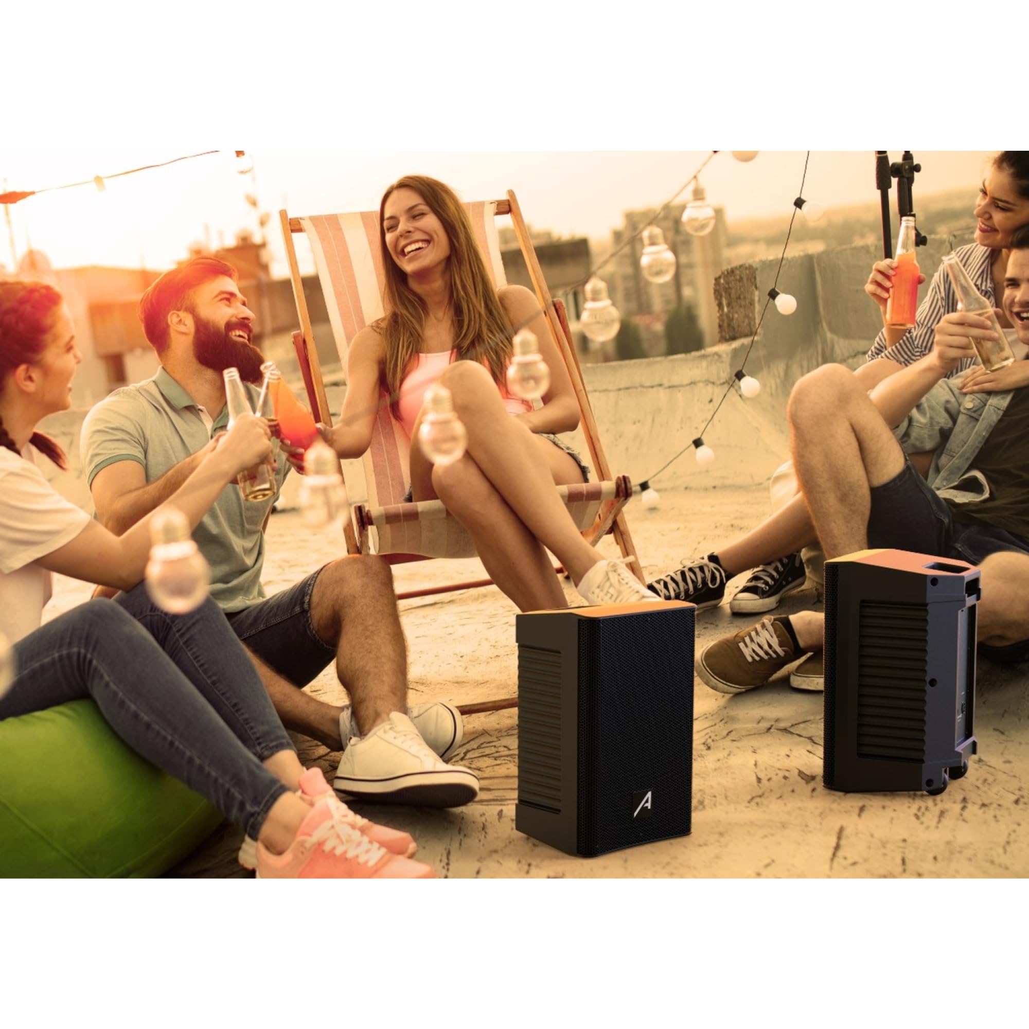 Audibax Freeport 210 - Set di 2 Altoparlanti Attivi e Passivi da 10" - Potenza 250W - Connessione USB/SD/FM - Cavo Alimentazione e Telecomando Inclusi - Altoparlante Amplificato con Bluetooth