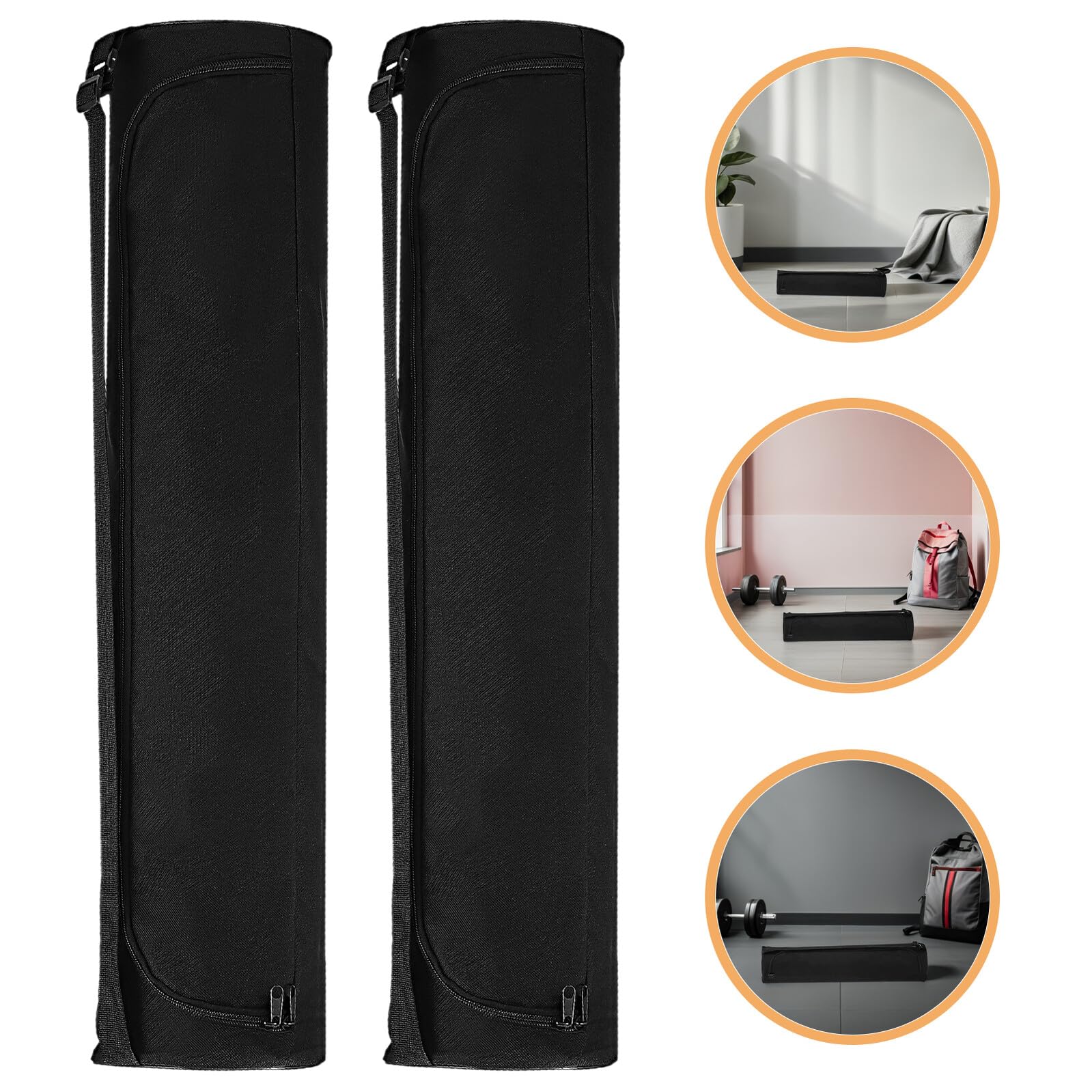 Gatuida 2 Piezas Bolsa de Transporte para Esterilla de Yoga Porta Esterilla de Yoga con Cremallera Bolsa de para Viajes Portador de de de tota de Black