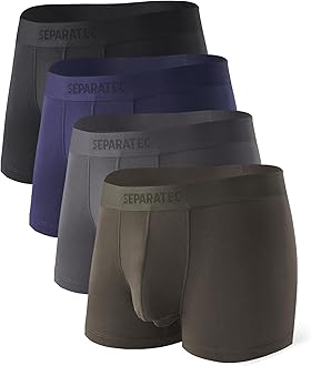 SeparatecMens Trunks Underwear with Dual Pouch, Soft Breathable Rayon Made from Bamboo Trunk Underwear for Men