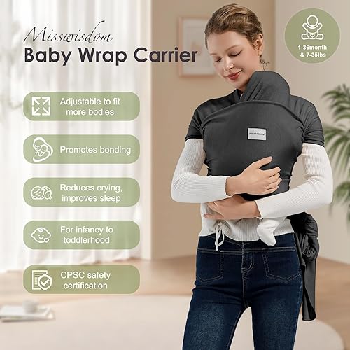 Miniatura 2 de Portabebés, portabebés para recién nacidos de 7 a 35 libras, portabebés para recién nacidos, portabebés para recién nacidos y bebés, gris