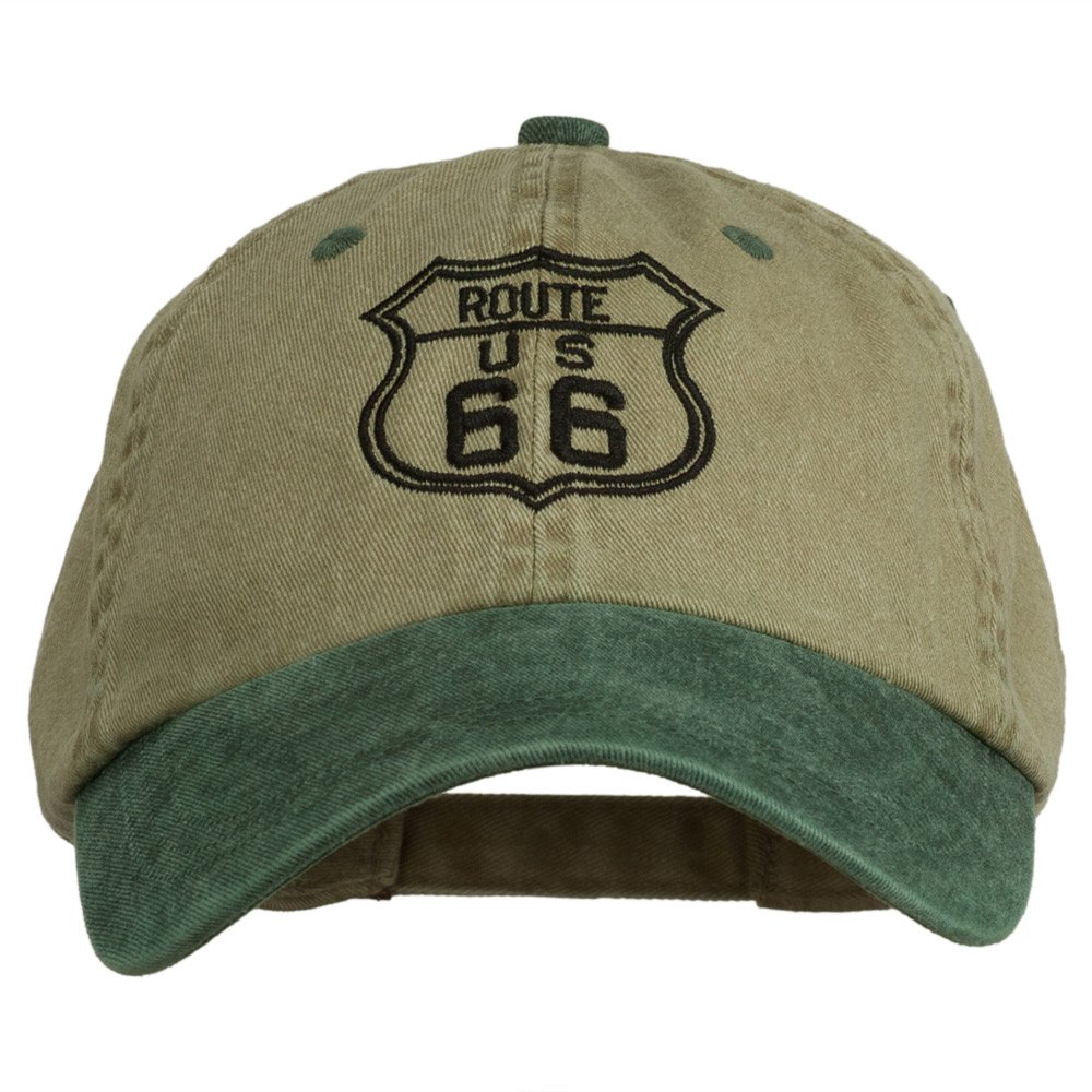 e4Hats.com US Route 66 Embroidered Pigment Dyed Washed Cap