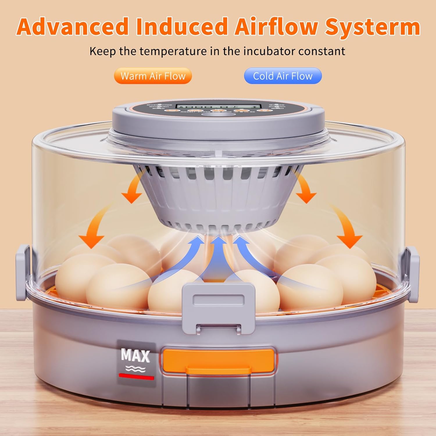 Automatic Egg Turning & Humidity Control Egg Incubator - 12 Egg Capacity, Intelligent Temp & LED Candler for Chicken Quail Duck, Ideal for Beginners, Backyard, Education