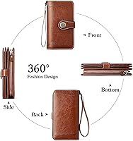 Vista 3 de BOSTANTEN Cartera de cuero genuino para mujer, de gran capacidad, cartera de mano, tarjetero con bloqueo RFID