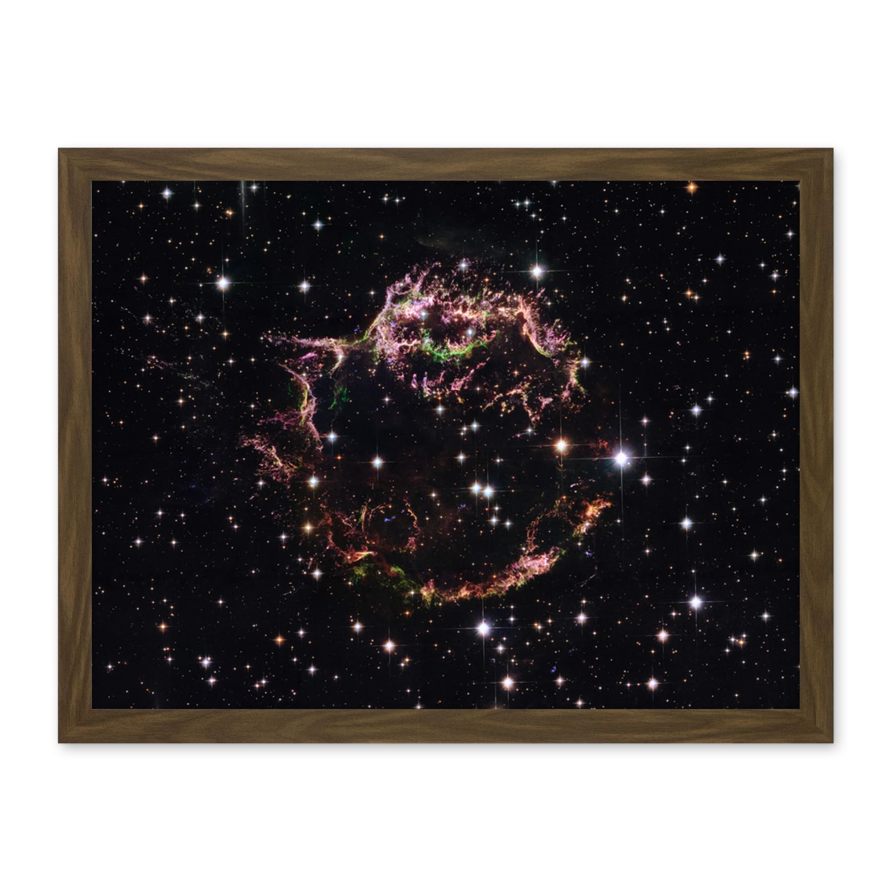 Artery8 Hubble Space Telescope Image Supernova Remnant Cassiopeia March 2004 Composite Structure Star Fragments Youngest Stellar Explosion Milky Way Artwork Framed Wall Art Print 18X24 Inch