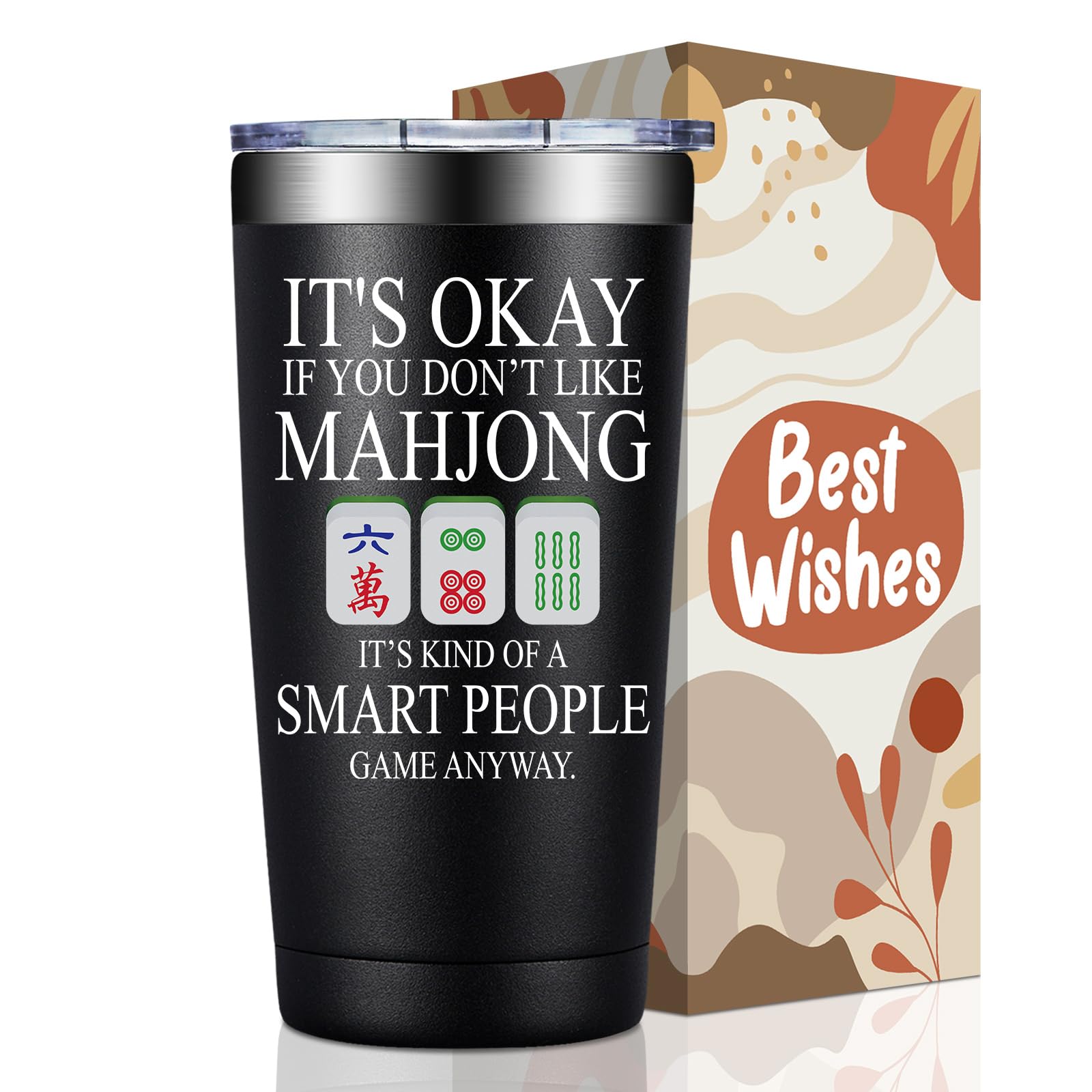 BIRGILT Mahjong Gifts for Women, Men - Funny Mah Jongg Themed Gifts for Players Lovers - Mah Jongg Accessories Gift on Birthday, Christmas - Smart People Game Mahjong Cup Tumbler 20oz