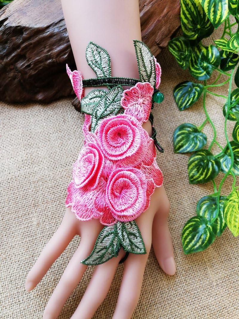 Specell Embroidered Flowers Lace Fingerless Gloves - for Bridal Wedding Cocktail Tea Party Evening Prom Costumes Cosplay - Image 3