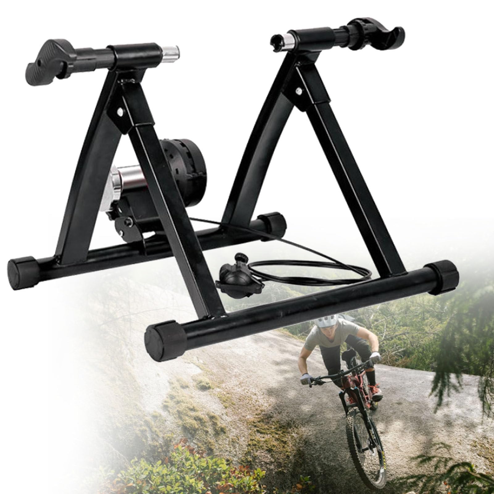 Rullo Trainer Pieghevole Bicicletta 6 velocità,Cerchi da 26-29,Rullo per Allenamento in Bicicletta,Supporto Magnetico per Esercizi in Bicicletta
