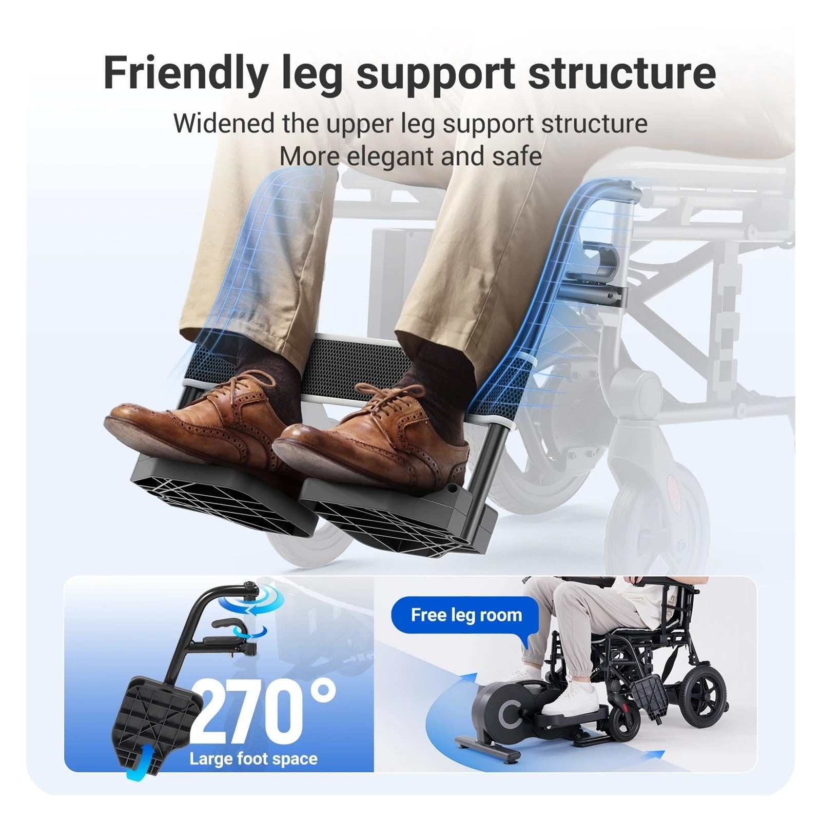 Sedia A Rotelle Elettrica For Adulti Telaio In Lega Di Alluminio Con Capacità 220 Libbre Luce A LED For Scooter For Disabili Portatile For Anziani Mobilità Confortevole Fluida