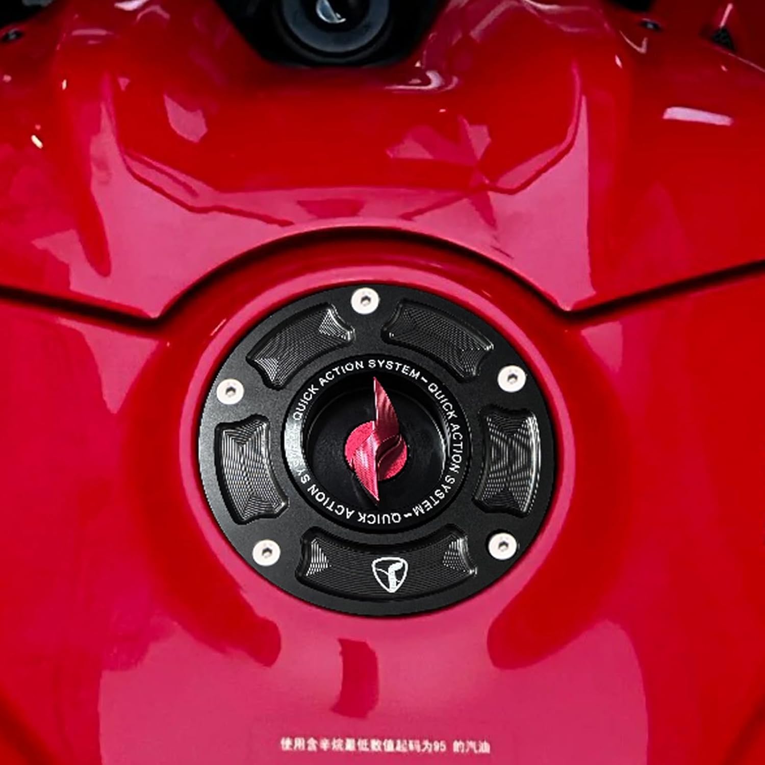 CNC Accessories Fuel Tank Cap Motorcycle Gas Cap Lightning Key Quick Action Cover Fit For Aprilia RSV4 Tuono V4 1100 RR For Ducati Monster 1100 Diavel Scrambler 1100 Panigale V2 V4 S (Red)
